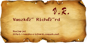 Vaszkó Richárd névjegykártya